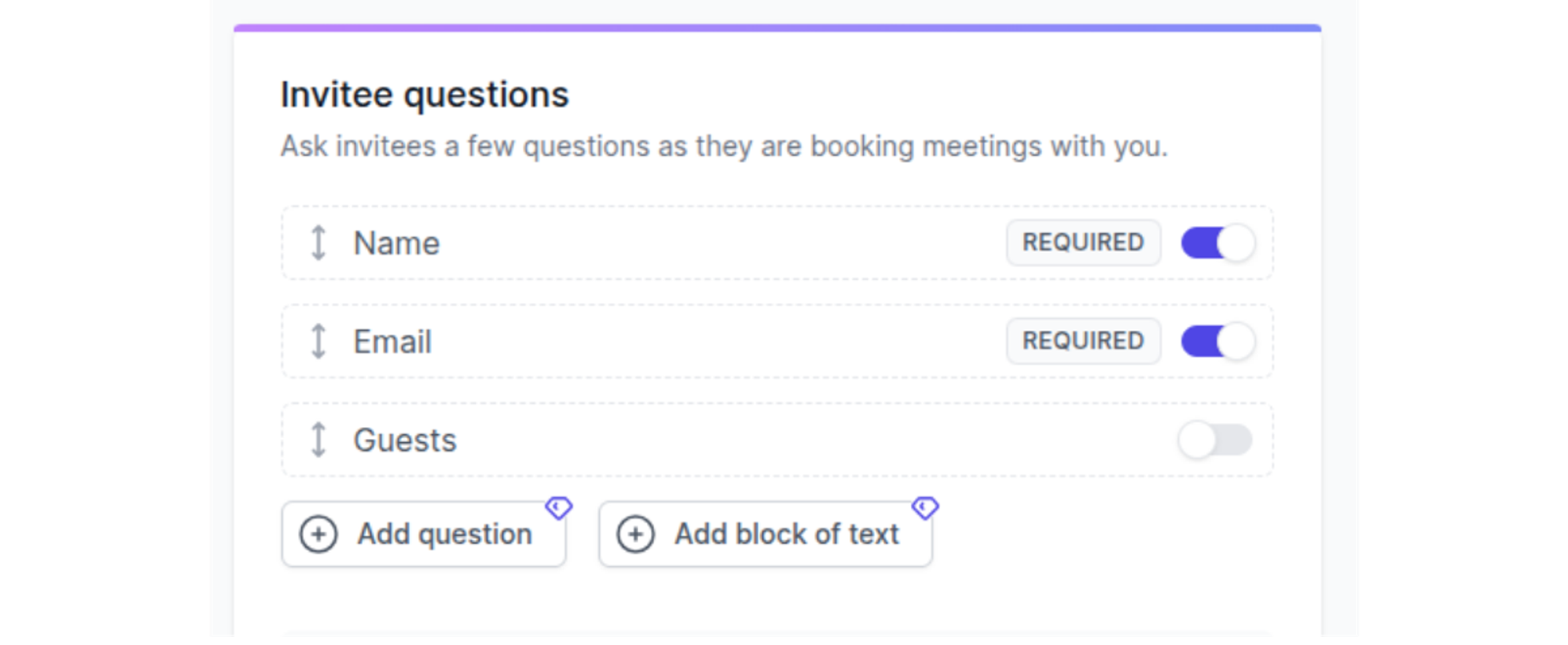 Editing invitee questions in Koalendar for a fitness class booking page